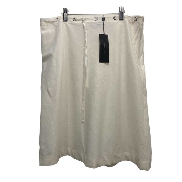 BCBG Max Azria WHITE Woven Cotton High WAISTED SKIRT NWT $146 Sz 12 - Picture 2 of 8